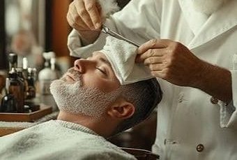 Hot towel finish over a client's face